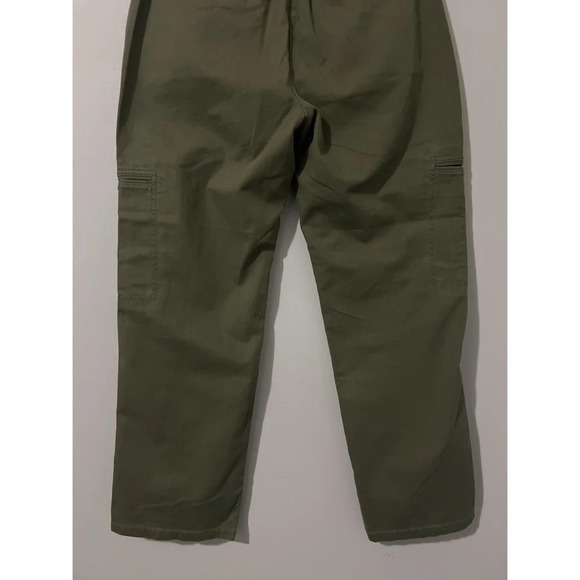 L.L. Bean Pants Women’s 10 Petite Green Cargo Cotton Stretch Canvas Classic Fit - Picture 7 of 13